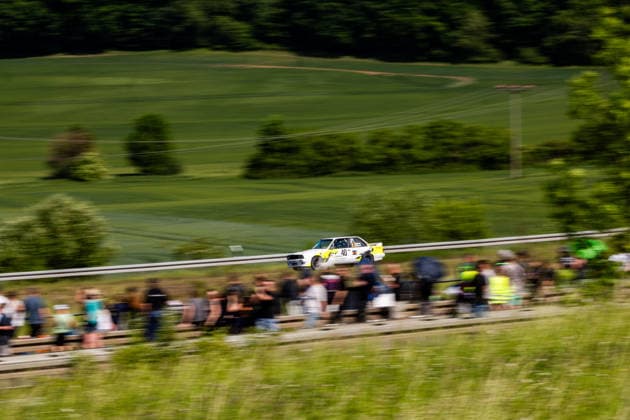 30 05 2026, GER, Motorsport Rallyesport, Maenner Frauen, Saison 2026, 61 RSC Rallye Wartburg RSC Rallye Super Cup powered by Carunion org MC Eisenach SCHUBERT, Rene DEU RAAB, Nadine DEU Bmw E30 318is Rene Schubert On Saturday afternoon, the drivers entered the last special stage Flachsgrund powered by Formella Bau GmbH 99817 Eisenach Festplatz Spicke Thüringen Germany
