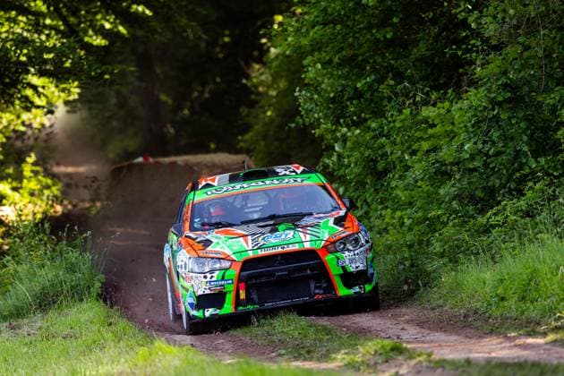 30 05 2026, GER, Motorsport Rallyesport, Maenner Frauen, Saison 2026, 61 RSC Rallye Wartburg RSC Rallye Super Cup powered by Carunion org MC Eisenach RAMONAT, Raphael DEU DERDA, Karina DEU Mitsubishi Lancer EVO X Chemnitzer AMC On Saturday afternoon, the drivers entered the last special stage Flachsgrund powered by Formella Bau GmbH 99817 Eisenach Festplatz Spicke Thüringen Germany