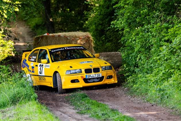 30 05 2026, GER, Motorsport Rallyesport, Maenner Frauen, Saison 2026, 61 RSC Rallye Wartburg RSC Rallye Super Cup powered by Carunion org MC Eisenach THORWARTH, Lukas DEU ROMMEL, Marcus DEU BMW E36 Compact On Saturday afternoon, the drivers entered the last special stage Flachsgrund powered by Formella Bau GmbH 99817 Eisenach Festplatz Spicke Thüringen Germany