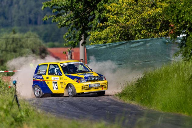 30 05 2026, GER, Motorsport Rallyesport, Maenner Frauen, Saison 2026, 61 RSC Rallye Wartburg RSC Rallye Super Cup powered by Carunion org MC Eisenach SCHMIDT, Michael DEU SCHMIDT, Sascha DEU Fiat Cinquecento AMC Schwaebisch Gmuend On Saturday afternoon, the drivers entered the last special stage Flachsgrund powered by Formella Bau GmbH 99817 Eisenach Festplatz Spicke Thüringen Germany