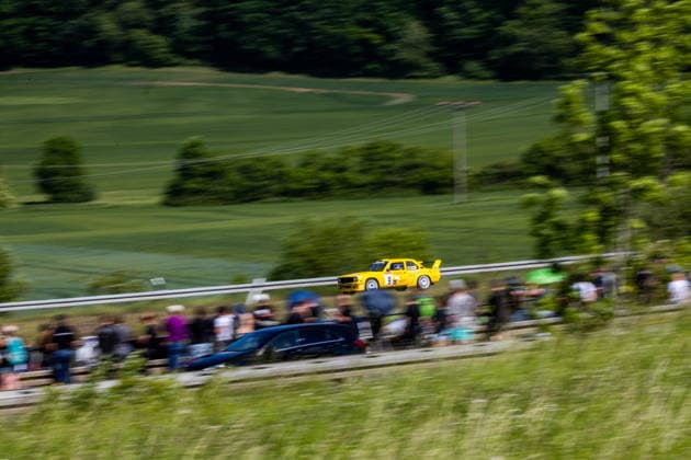 30 05 2026, GER, Motorsport Rallyesport, Maenner Frauen, Saison 2026, 61 RSC Rallye Wartburg RSC Rallye Super Cup powered by Carunion org MC Eisenach RAUSCH, Michael DEU SCHMIDT, Volker DEU Opel Ascona B 16 V On Saturday afternoon, the drivers entered the last special stage Flachsgrund powered by Formella Bau GmbH 99817 Eisenach Festplatz Spicke Thüringen Germany