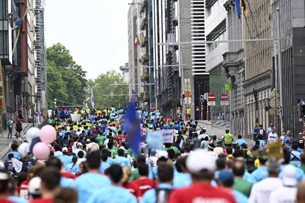 Lots of runners pictured during the 46th edition of the Brussels 20km run, Sunday 31 May 2026 in Brussels. JASPERxJACOBS  x175520532x