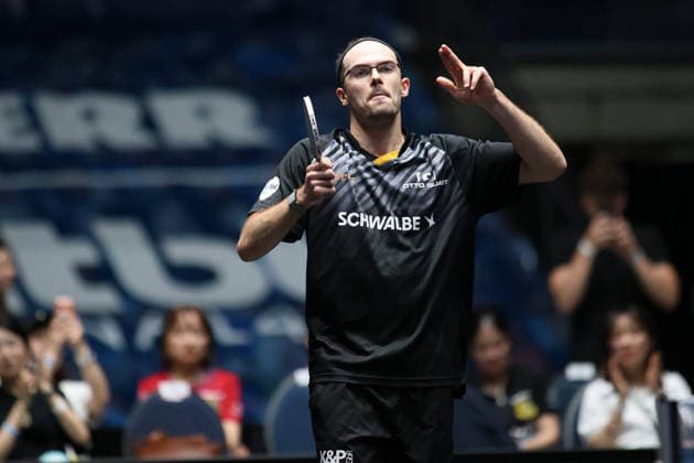Leo de Nodrest TTC Schwalbe Bergneustadt wins the match 3 2 against Kanak Jha Borussia Duesseldorf GER Frankfurt TTBL Liebherr Final Four TTC Schwalbe Bergneustadt vs Borussia Düsseldorf, Table Tennis Suewag Energie Arena 30 05 2026 GER Frankfurt TTBL Liebherr Final Four Table Tennis Suewag Energie Arena Deutsche Meiterschaft 30 05 2026 Frankfurt Copyright: xEibner-Pressefoto JoergxHirschx EP_JHH