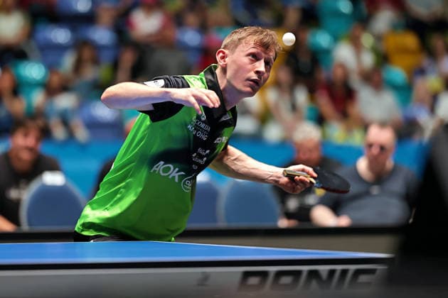 Irvin Bertrand SV Werder Bremen serving GER Frankfurt TTBL Liebherr Final Four FC Saarbruecken vs SV Werder Bremen, Table Tennis Suewag Energie Arena 30 05 2026 GER Frankfurt TTBL Liebherr Final Four Table Tennis Suewag Energie Arena FC Saarbruecken vs SV Werder Bremen German Championships 30 05 2026 Frankfurt Copyright: xEibner-Pressefoto JoergxHirschx EP_JHH
