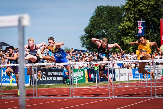 51 Hypomeeting, Goetzis AT , 31 05 2026 GOETZIS, SWITZERLAND MAY 31 left to right Tomas JAERVINEN of Czechia, Heath BALDWIN of the USA, Finley GAIO, Yuma MARUYAMA of Japan of Switzerland competes in the 110 m hurdles of the mens decathlon at the 51 Hypomeeting, Goetzis AT on May 31, 2026 in Goetzis, Switzerland Copyright: xBEAUTIFULxSPORTS UlfxSchillerx