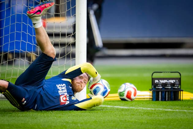 STOCKHOLM, SWEDEN 20260531 Goalkeeper Viktor Johansson during the mens national teams training at Strawberry Arena on Sunday, ahead of Mondays friendly match against Norway and the upcoming World Cup in the USA STOCKHOLM SWEDEN x10050x  Copyright: xPontusxLundahl TTx FOTBOLLSLANDSLAGET TRÄNING