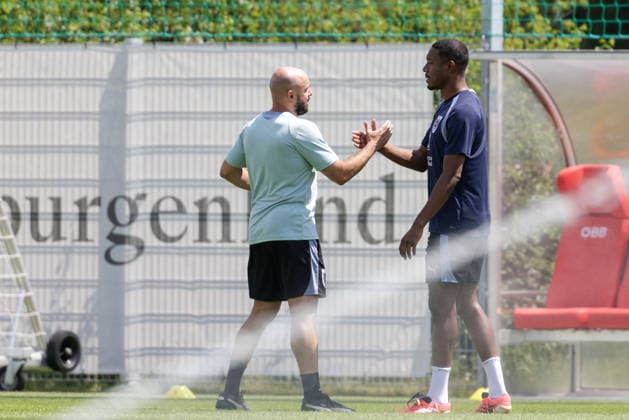 SOCCER - AUT vs TUN, test match VIENNA,AUSTRIA,31.MAY.26 - SOCCER - OEFB international test match, Austria vs Tunisia, preview, training team AUT. Image shows assistant coach Onur Cinel and David Alaba (AUT).  GEPAxpictures xArminxRauthner