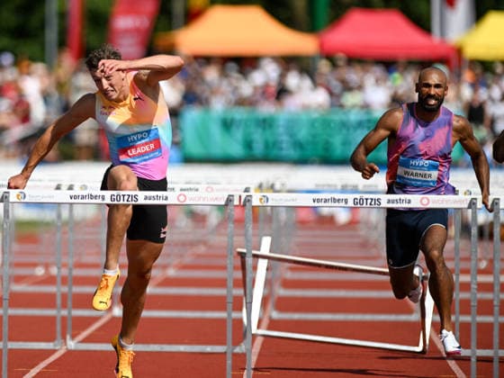ATHLETICS - Hypomeeting Goetzis 2026 GOETZIS,AUSTRIA,31.MAY.26 - ATHLETICS - World Athletics Combined Events Tour, Hypomeeting, decathlon, 110m hurdles. Image shows Simon Ehammer (SUI) and Damian Warner (CAN).  GEPAxpictures xOliverxLerch