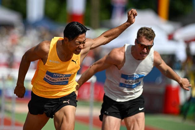 ATHLETICS - Hypomeeting Goetzis 2026 GOETZIS,AUSTRIA,31.MAY.26 - ATHLETICS - World Athletics Combined Events Tour, Hypomeeting, decathlon, 110m hurdles. Image shows Yuma Mauyama (JPN) and Sven Roosen (NED).  GEPAxpictures xOliverxLerch