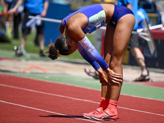 ATHLETICS - Hypomeeting Goetzis 2026 GOETZIS,AUSTRIA,31.MAY.26 - ATHLETICS - World Athletics Combined Events Tour, Hypomeeting, heptathlon, long jump. Image shows the disappointment of Taliyah Brooks (USA). Keywords: injury.  GEPAxpictures xOliverxLerch