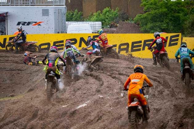 MXGP of Teutschenthal 2026 Teutschenthal, Germany 31 May 2026 In the picture The riders fight their way through the soggy course Teutschenthal Motocross Track Talkessel Sachsen Anhalt Germany