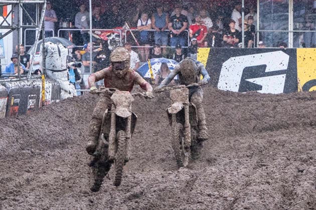 MXGP of Teutschenthal 2026 Teutschenthal, Germany 31 May 2026 In the picture Carreras Manuel GASGAS ESP RFME RFME Spain National Team and Jung Linus Husqvarna GER DMSB KTM Sarholz Racing Team Teutschenthal Motocross Track Talkessel Sachsen Anhalt Germany
