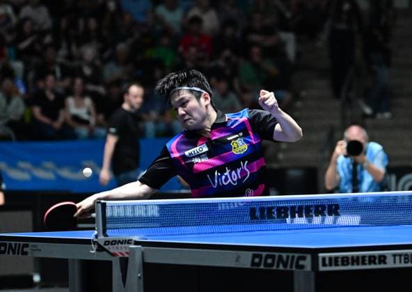 Olympic champion Fan Zhendong in the final of the TTBL Final Four in Frankfurt The Chinese Olympic champion Fan Zhendong from 1 FC Saarbrücken TT in action against Borussia Düsseldorf in the final of the TTBL Final Four in Frankfurt am Main at the Süwag Energie Arena on May 31, 2026 Frankfurt am Main Hessen Germany