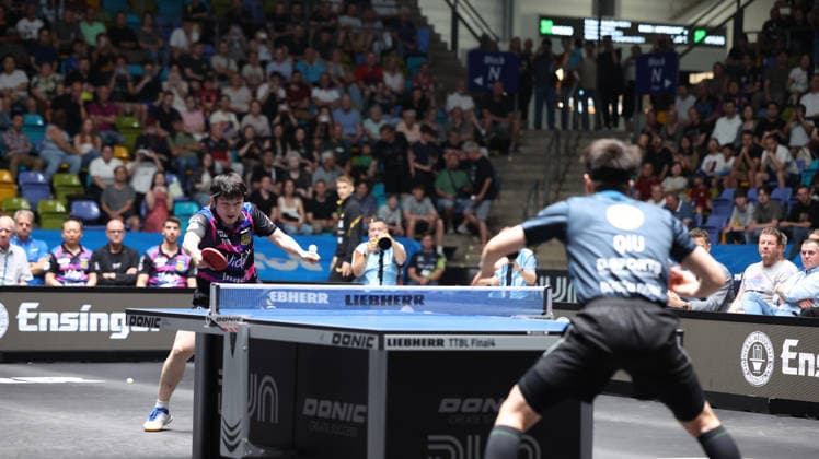 31 05 2026, xrekx, Table Tennis TTBL Final 4 Final, Borussia Düsseldorf 1 FC Saarbrücken v l Fan Zhendong 1 FC Saarbruecken TT DFL DFB REGULATIONS PROHIBIT ANY USE OF PHOTOGRAPHS as IMAGE SEQUENCES and or QUASI VIDEO Frankfurt am Main