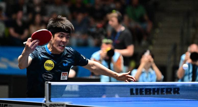 Dang Qiu in the final of the TTBL Final Four in Frankfurt The German national player Dang Qiu of Borussia Düsseldorf in action against 1 FC Saarbrücken TT in the final of the TTBL Final Four in Frankfurt am Main in the Süwag Energie Arena on May 31, 2026 Frankfurt am Main Hessen Germany