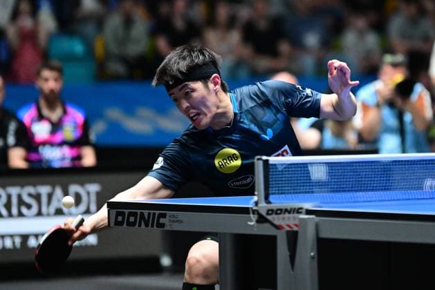 Dang Qiu in the final of the TTBL Final Four in Frankfurt The German national player Dang Qiu of Borussia Düsseldorf in action against 1 FC Saarbrücken TT in the final of the TTBL Final Four in Frankfurt am Main in the Süwag Energie Arena on May 31, 2026 Frankfurt am Main Hessen Germany