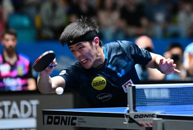 Dang Qiu in the final of the TTBL Final Four in Frankfurt The German national player Dang Qiu of Borussia Düsseldorf in action against 1 FC Saarbrücken TT in the final of the TTBL Final Four in Frankfurt am Main in the Süwag Energie Arena on May 31, 2026 Frankfurt am Main Hessen Germany