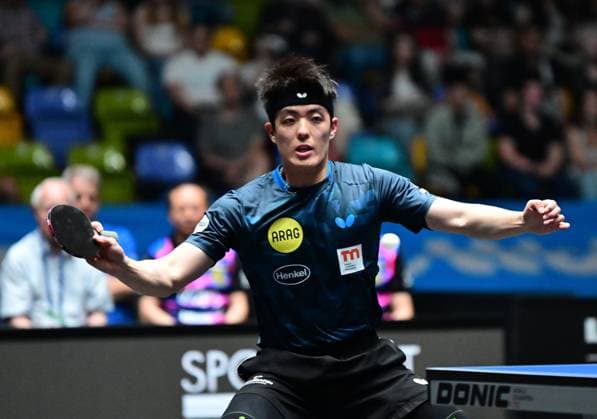 Dang Qiu in the final of the TTBL Final Four in Frankfurt The German national player Dang Qiu of Borussia Düsseldorf in action against 1 FC Saarbrücken TT in the final of the TTBL Final Four in Frankfurt am Main in the Süwag Energie Arena on May 31, 2026 Frankfurt am Main Hessen Germany