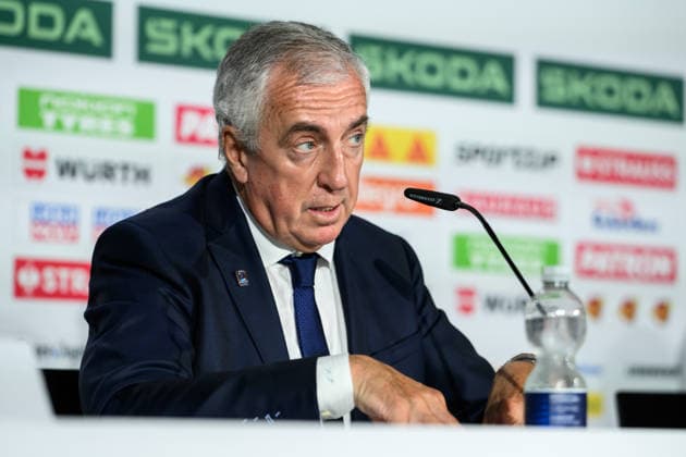 260531 IIHF President Luc Tardif at an end of tournament press conference organized by IIHF and the 2026 IIHF Ice Hockey World Championship Organizing Committee during the 2026 IIHF Ice Hockey World Championship on May 31, 2026 in Zurich Photo Jesper Zerman BILDBYRAN kod JZ JZ0741 ishockey ice hockey ishockey vm 2026 vm 2026 iihf world championship bbeng presskonferens  Copyright: JESPERxZERMAN BB260531JZ021