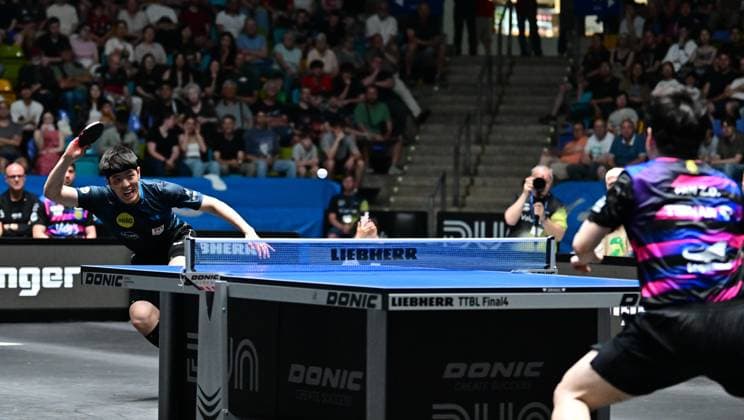 Dang Qiu in the final of the TTBL Final Four in Frankfurt The German national player Dang Qiu of Borussia Düsseldorf in action against 1 FC Saarbrücken TT in the final of the TTBL Final Four in Frankfurt am Main in the Süwag Energie Arena on May 31, 2026 Frankfurt am Main Hessen Germany