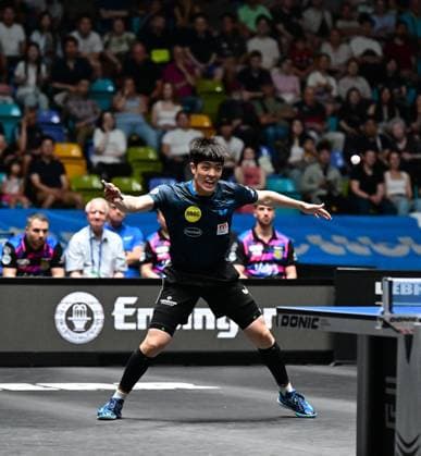 Dang Qiu in the final of the TTBL Final Four in Frankfurt The German national player Dang Qiu of Borussia Düsseldorf in action against 1 FC Saarbrücken TT in the final of the TTBL Final Four in Frankfurt am Main in the Süwag Energie Arena on May 31, 2026 Frankfurt am Main Hessen Germany