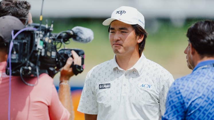 GOLF - Austrian Alpine Open KITZBUEHEL,AUSTRIA,31.MAY.26 - GOLF - DP World Tour, Austrian Alpine Open, GC Kitzbuehel-Schwarzsee-Reith. Image shows Kota Kaneko (JPN) during an interview.  GEPAxpictures xAlexanderxSolc