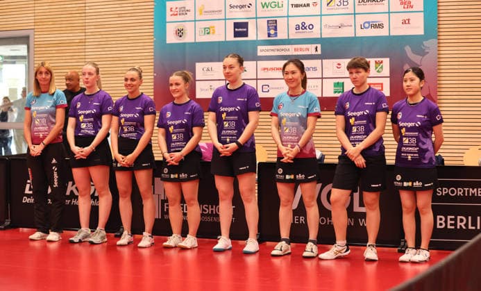 Kathrin Mühlbach, Josi Neumann, Sabina Surjan, Mia Griesel, Natalja Bajor, Xian Xiaona, Nina Mittelham, Yuka Kaneyoshi, Team ttc Eastside Sport Table Tennis Final German Championship Bundesliga Women Season 2025 2026 31 05 2026 ttc eastside Berlin vs TSV Dachau