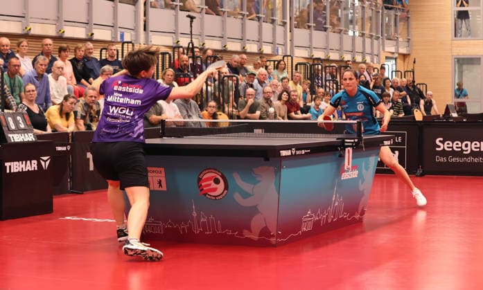 Nina Mittelham ttc plays and wins against Sabina Winter TSV Aktion Oberkörper Sport Table Tennis Final German Championship Bundesliga Women Season 2025 2026 31 05 2026 ttc eastside Berlin vs TSV Dachau