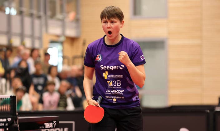 Nina Mittelham ttc cheers joy emotion jubilation sport table tennis final German championship womens Bundesliga season 2025 2026 31 05 2026 ttc eastside Berlin vs TSV Dachau