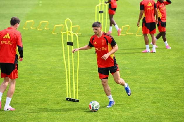 Belgian national football team - FIFA World Cup, WM, Weltmeisterschaft, Fussball 2026 - media activities 31 05 2026 TUBIZE, BELGIUM - MAY 31 : Fernandez-Pardo Matias forward of Belgium pictured during a training session at the training grounds of the Royal Belgian Football Association ahead of the FIFA World Cup 2026 on May 31, 2026 in Tubize, Belgium, 31 05 2026 Tubize Belgium  Copyright: xVincentxKalutx