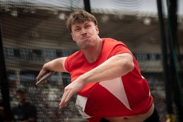 DRESDEN , GERMANY - MAY 31: Steven Richter (GER Germany) competes in the discus throw during the Golden Oval Continental Tour Silver meeting on May 31, 2026 at Heinz-Steyer-Stadion in Dresden, Saxony, Germany. Saxony Germany Copyright: xAxelxKohringx
