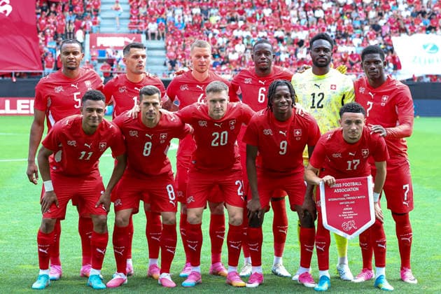 Team photo, Long shot, Switzerland , Switzerland, Football, Friendly match, Switzerland vs Jordan, 31 05 2026, St Gallen Kybunpark Hessen Switzerland Copyright: xGrantxHubbsx
