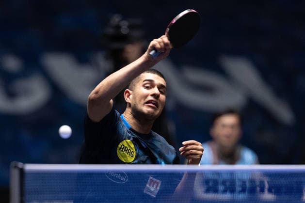 Kanak Jha GER,USA Borussia Duesseldorf hits a forehand during the final matches of the Liebherr TTBL Final4 Borussia Düsseldorf FC Saarbrücken Table Tennis at the Süwag Energie ARENA on May 31, 2026, in Frankfurt, Germany Copyright: JoaquimxFerreira