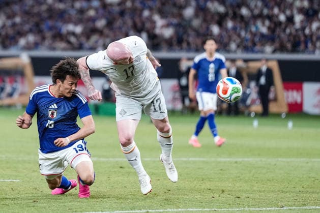 (260531) -- TOKYO, May 31, 2026 -- Ogawa Koki (L) of Japan heads the ball to score during a friendly football match between Japan and Iceland in Tokyo, Japan, on May 31, 2026. ) (SP)JAPAN-TOKYO-FOOTBALL-FRIENDLY-JAPAN VS ICELAND JiaxHaocheng 