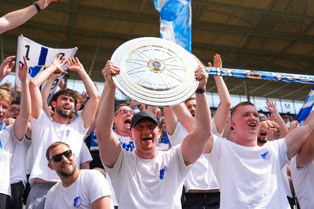 31 05 2026, xydrx, Herren, Fußball, U19 DFB Nachwuchsliga, Finale, TSG 1899 Hoffenheim 1 FC Köln, Saison 2025 2026, PreZero Arena Fans of TSG 1899 Hoffenheim celebrate the victory in the final of the U19 DFB Nachwuchsliga trophy DFB regulations prohibit any use of photographs as image sequences and or quasi video Copyright: HMBxMedia YannisxDreimann