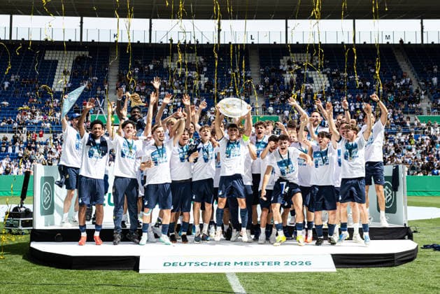 U19 DFB Nachwuchsliga A, 2025 2026, Final TSG Hoffenheim U19 1 FC Köln U19 31 05 2026 TSG 1899 Hoffenheim U19 German champion 2026, Award ceremony, championship trophy U19 DFB Nachwuchsliga A, 2025 2026, Final TSG Hoffenheim U19 1 FC Köln U19 PreZero Arena, Sinsheim 31 05 2026 DFB regulations prohibit any use of photographs as image sequences and or quasi video Copyright: xBEAUTIFULxSPORTS Buriakovx