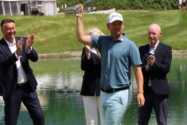 KITZBUEHEL, AUSTRIA - MAY 31: Trophy for WIESBERGER, Bernd (AUT) as best AUT player at the Austrian Alpine Open presented by Kitzbuehel Tirol, DP World TOUR, Final Round on May 31, 2026 in Kitzbuehel, Austria.DP World Tour Austrian Alpine Open, Kitzbuehel, 31.05.2026 Tirol Austria Copyright: xPhotographer:xNilsxKoepkex