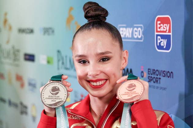 BULGARIA, VARNA - MAY 31, 2026: Maria Borisova of Russia poses after an award ceremony for the individual ribbon event at the 2026 Rhythmic gymnastics, Rhythmische Sportgymnastik, RSG European Championships at the Palace of Culture and Sports 2026 Rhythmic Gymnastics European Championships  - ZUMAt113 20260531_zaa_t113_171 Copyright: xIgorxLenkinx