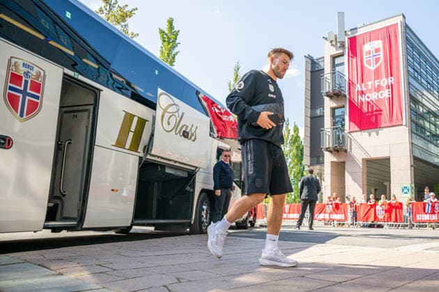 260531 Fredrik AndrÃ Bjorkan of the Norwegian national football team arrives ahead of a training session on May 31, 2026 in Oslo Photo Vegard Grott BILDBYRAN kod VG VG0931 bbeng fotball football soccer fotboll fifa world cup vm fotball vm norge norway trening träning training practice precamp pre camp  Copyright: VEGARDxGRoTT BB260531VG027