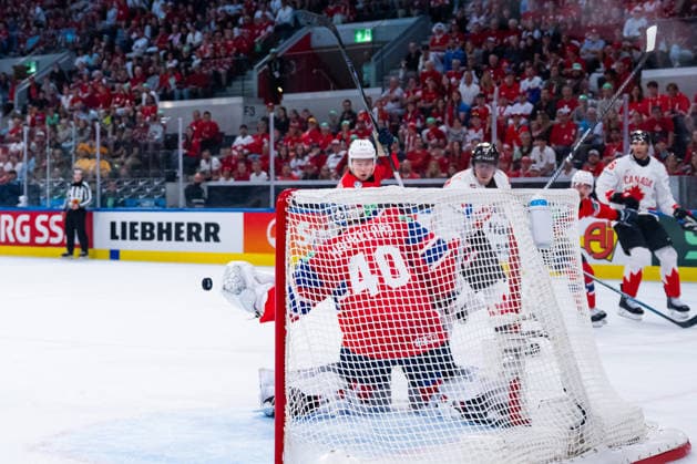 ZURICH, SWITZERLAND - MAY 31: Henrik Haukeland (Norway, 40) keeping the puck during the Bronze Medal Game - Match 63 between Canada and Norway at the IIHF Ice hockey, Eishockey World Championship, WM, Weltmeisterschaft 2026, Swiss Life Arena on May 31, 2026 in Zurich, Switzerland. Zurich Switzerland Copyright: xTimoxSteinx