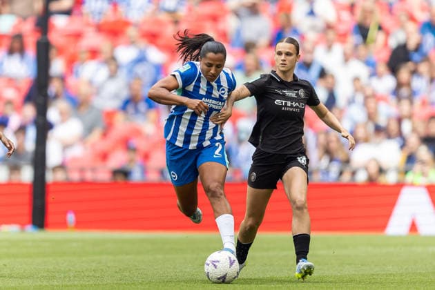 Brighton and Hove Albion Women v Manchester City Women, Women s FA Cup, Cup Final Brighton & Hove Albion Women defender Manuela Vanegas (2) runs forward during the Women s FA Cup Final match between Brighton and Hove Albion Women and Manchester City Women at Wembley Stadium, London, UK on 31 May 2026. London Wembley Stadium Greater London UK Editorial use only , Copyright: xManjitxNarotrax PSI-24342-0017