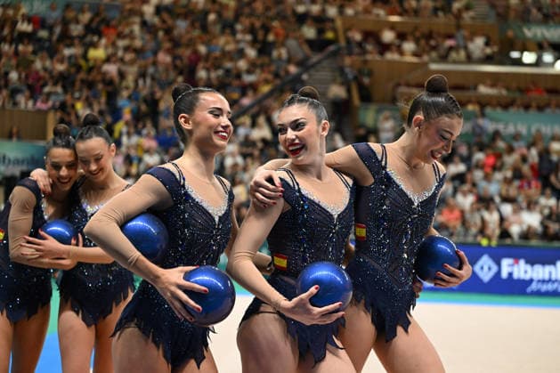 IPA85212831 - Group SPAIN Gold Medal 5 balls during European Championships in Rhythmic gymnastics, Rhythmische Sportgymnastik, RSG Gymnastics in Varna, Bulgaria, May 31 2026  Copyright: xFilippoxTomasi IPAxSportx xx 85212831