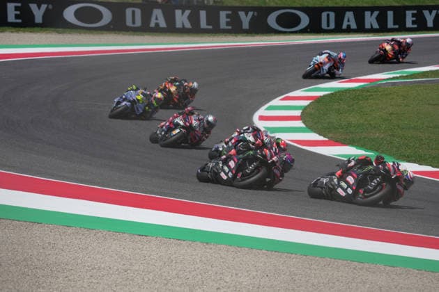 31 05 2026, Autodromo Internazionale del Mugello, Mugello, MotoGP Italian Grand Prix 2026 ,in the picture Race start , Francesco Bagnaia ITA , Ducati Lenovo Team, Brad Binder ZAF , Red Bull KTM Factory Racing, Marco Bezzecchi ITA , Aprilia Racing, Jorge Martin ESP , Marc Marquez ESP , Fabio di Giannantonio ITA , Pertamina Enduro VR46 Racing Team Photo by Hasan Bratic DeFodi Images