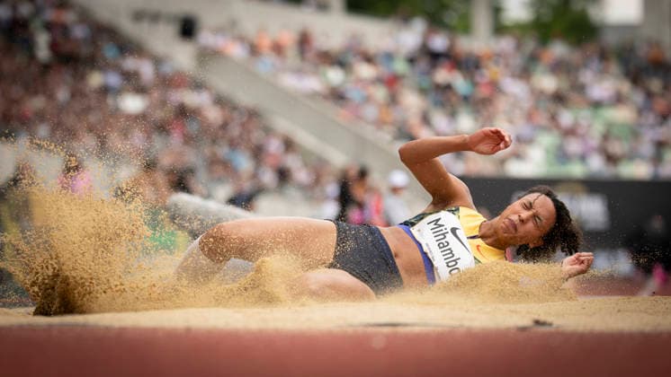 DRESDEN , GERMANY - MAY 31: Malaika Mihambo (GER Germany) competes in the long jump during the Golden Oval Continental Tour Silver meeting on May 31, 2026 at Heinz-Steyer-Stadion in Dresden, Saxony, Germany. Saxony Germany Copyright: xAxelxKohringx