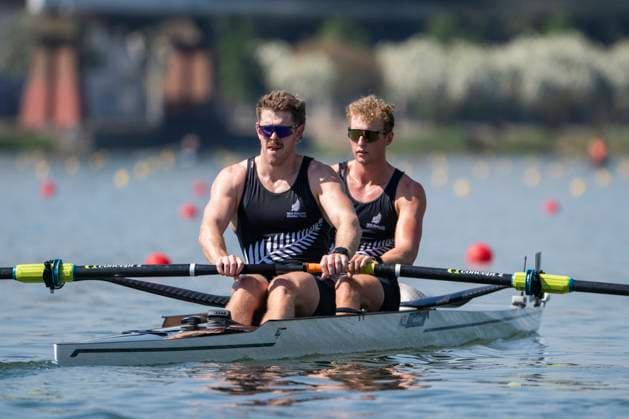 Seville, Spain. 30 May 2026. Rowers Oliver Welch and Benjamin Taylor (New Zealand) ahead of the M2- Men s Coxless Pair Semifinal 2 Race at the World Rowing Cup 1 2026 at CEAR La Cartuja. Seville Spain Copyright: xDavidxSarmientox xVWPicsx DSG-0870
