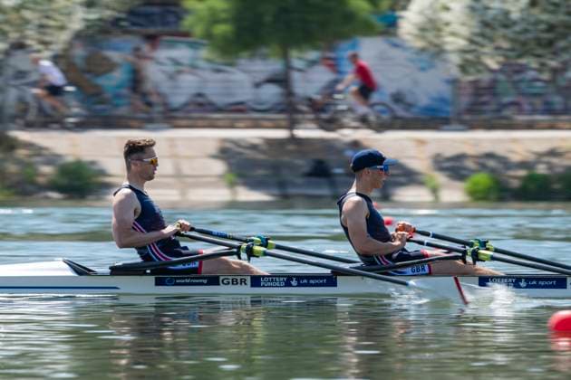 Seville, Spain. 30 May 2026. Rowers Edward Fuller and Matthew Long (Great Britain) during the M2x Men s Double Sculls Semifinal 2 Race at the World Rowing Cup 1 2026 at CEAR La Cartuja. Seville Spain Copyright: xDavidxSarmientox xVWPicsx DSG-0885