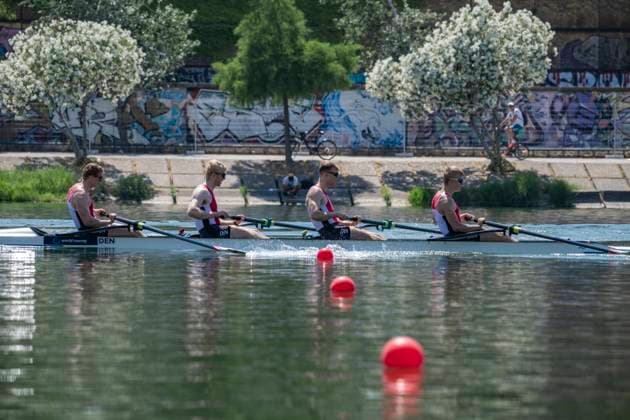 Seville, Spain. 30 May 2026. Rowers Aksel Poulsen, Magnus Valbirk, Christian Soendergaard and Nikolaj Kragh Simonsen (Denmark) during the M4- Men’s Coxless Four Semifinal 1 Race at the World Rowing Cup 1 2026 at CEAR La Cartuja. Seville Spain Copyright: xDavidxSarmientox xVWPicsx DSG-0888