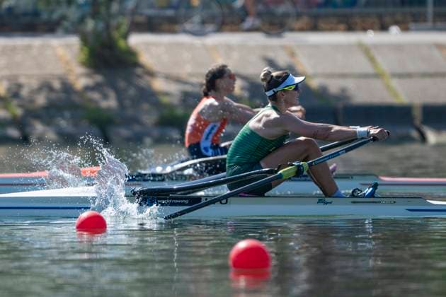 Seville, Spain. 30 May 2026. Rowers Viktorija Senkute (Lithuania) and Roos de Jong (Netherlands) during the W1x Women s Single Sculls Semifinal 2 Race at the World Rowing Cup 1 2026 at CEAR La Cartuja. Seville Spain Copyright: xDavidxSarmientox xVWPicsx DSG-0871