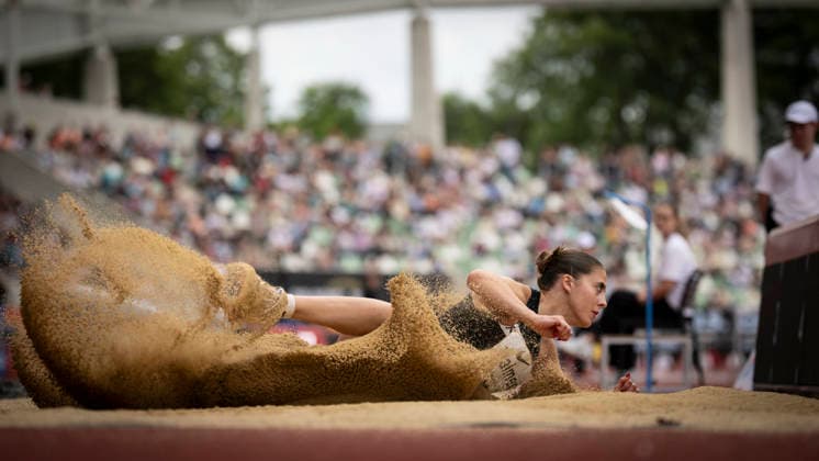 DRESDEN , GERMANY - MAY 31: Molly Palmer (GBR Great Britain) competes in the long jump during the Golden Oval Continental Tour Silver meeting on May 31, 2026 at Heinz-Steyer-Stadion in Dresden, Saxony, Germany. Saxony Germany Copyright: xAxelxKohringx