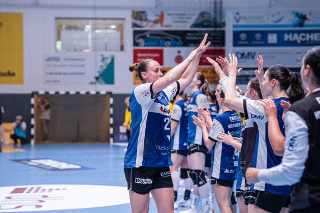 HSG Blomberg Lippe GER vs Borussia Dortmund GER Handball, 1 Handball Bundesliga Women, Final, Match 3, 31 5 2026, Season 2025 2026, Blomberg Malin Sandberg HSG Blomberg Lippe, 28 at the run-in Blomberg Sporthalle an der Ulmenallee Germany